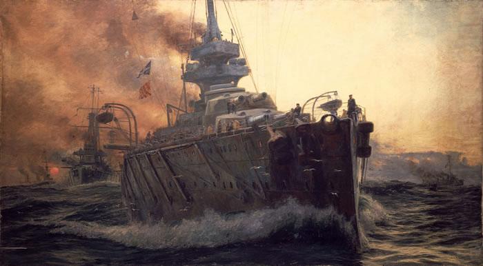 Oil Painting of First Battle Cruiser Squadron of Grand Fleet c. 1915., William Lionel Wyllie